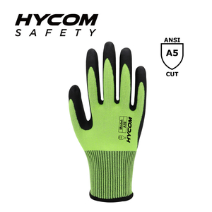 HYCOM Guante resistente a cortes 13G ANSI 5 con filamento de revestimiento de espuma de nitrilo A5 con guantes PPE de buen tacto para las manos