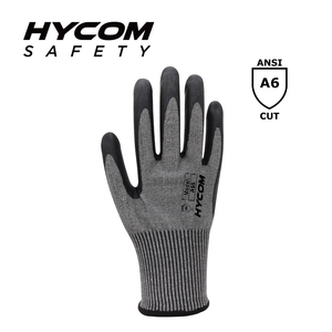 HYCOM Guante resistente a cortes 13G ANSI 6 recubierto con espuma de nitrilo Guantes PPE de buen tacto para la industria