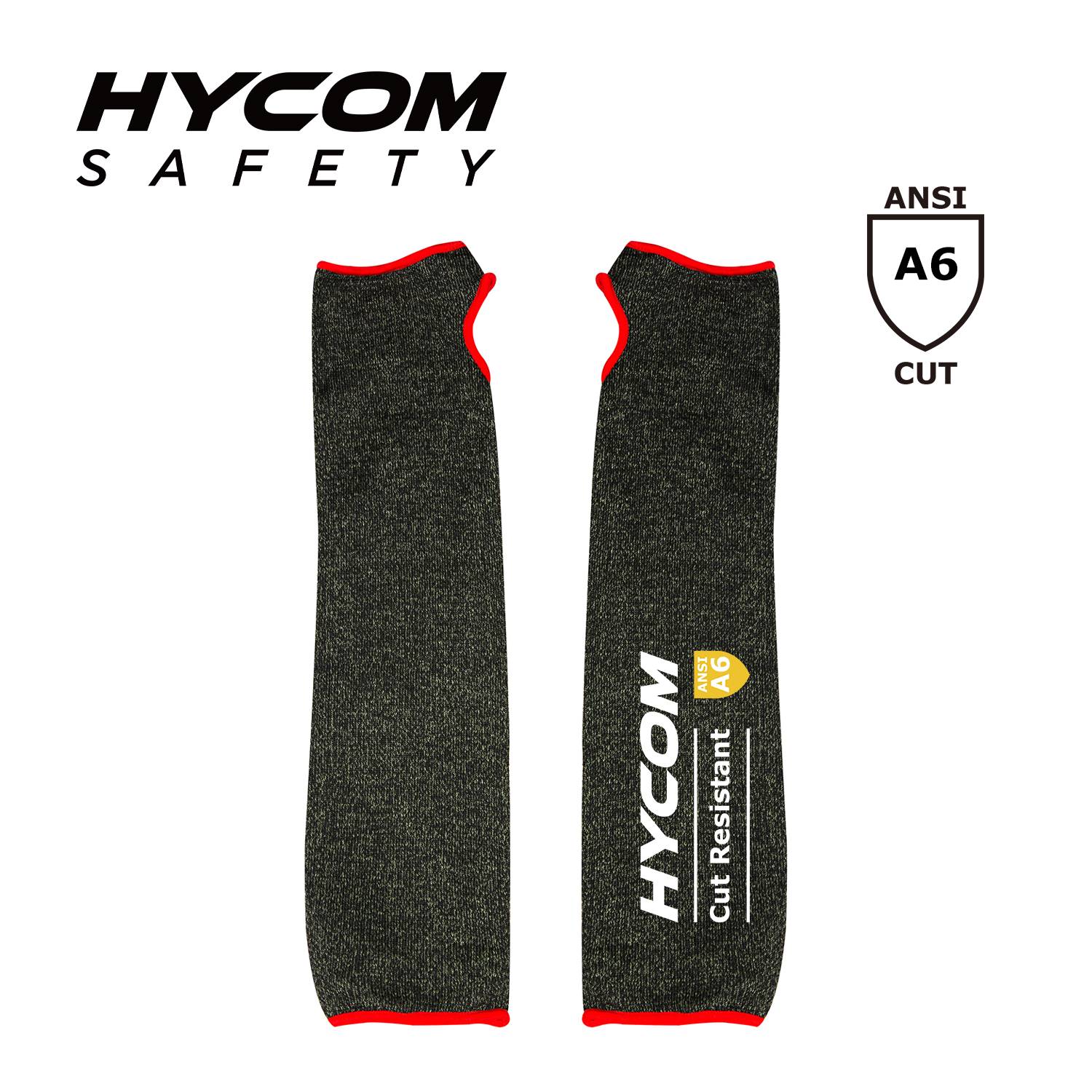 HYCOM ANSI 6 HPPE Funda anticorte con protector de brazo con ranura para pulgar para la industria