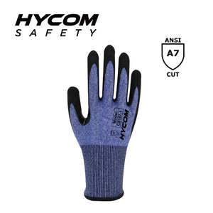 HYCOM Guante resistente a cortes 18G ANSI 7 recubierto con espuma de nitrilo con refuerzo para el pulgar Guantes PPE para el trabajo