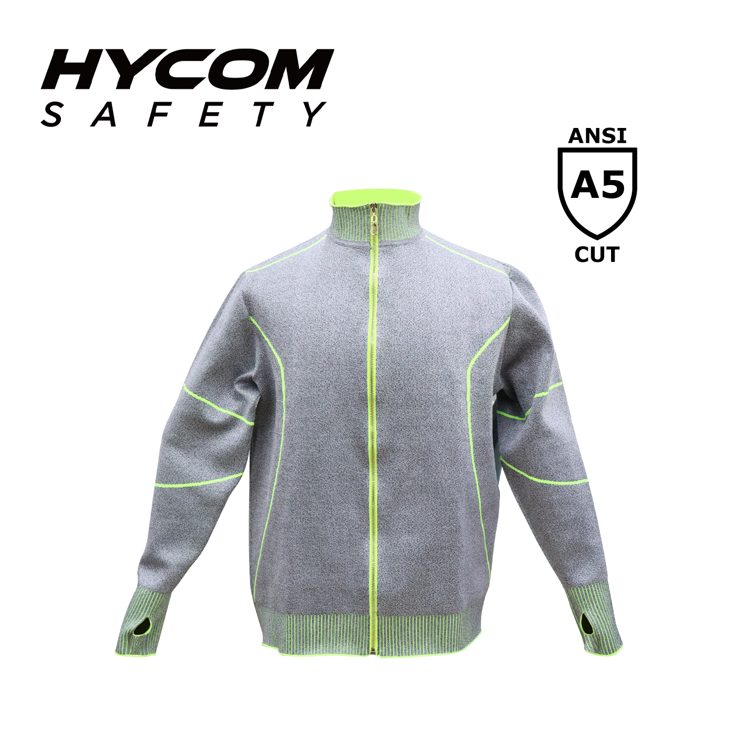 HYCOM Ropa resistente a cortes ANSI 5 con orificio para el pulgar Ropa PPE de alta visibilidad