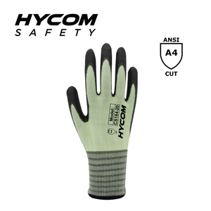 HYCOM Guante resistente a cortes ANSI 4 18G recubierto con espuma de nitrilo Guantes PPE súper finos