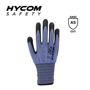 HYCOM Guante resistente a cortes ANSI 5 18G con revestimiento de espuma de nitrilo Guantes PPE súper finos para el trabajo