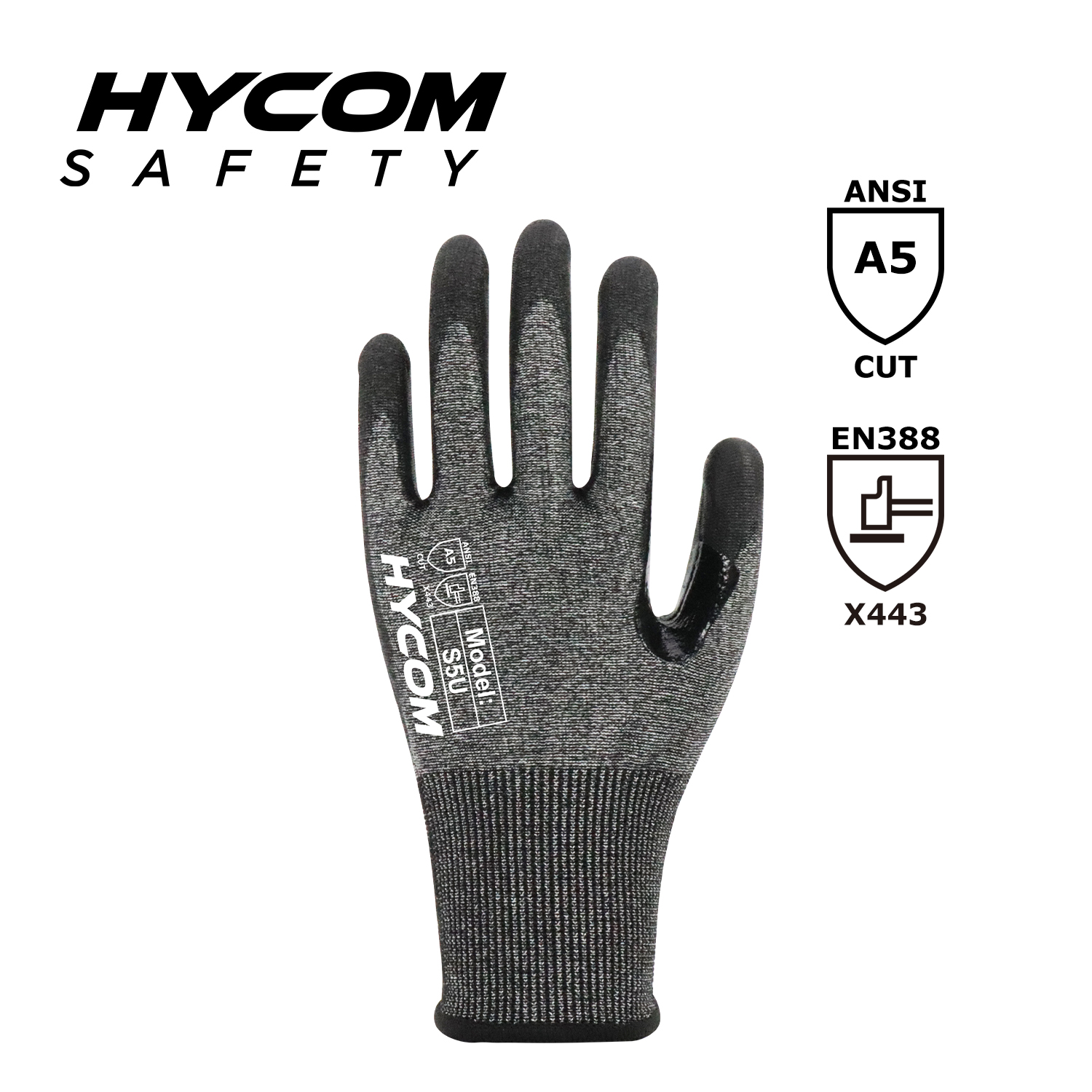 HYCOM Guante resistente a cortes ANSI 5 18G con revestimiento de espuma de nitrilo en la palma Guantes PPE