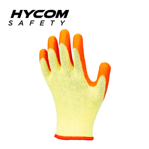 HYCOM Guante de trabajo de algodón/poliéster de 10 g con revestimiento de látex arrugado en la palma Guante de uso general con gran agarre