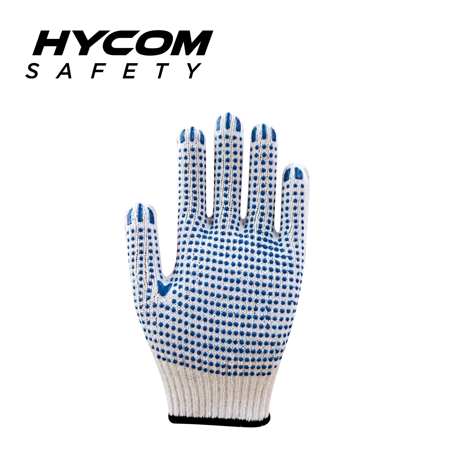 HYCOM Guante de poliéster de algodón transpirable con revestimiento de puntos de PVC Guante de trabajo flexible