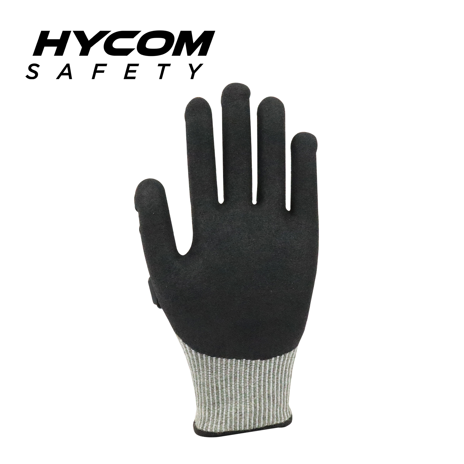 HYCOM 13G Guantes resistentes a cortes ANSI 9 resistentes a cortes con nitrilo arenoso y guantes de trabajo de aramida con revestimiento de TPR