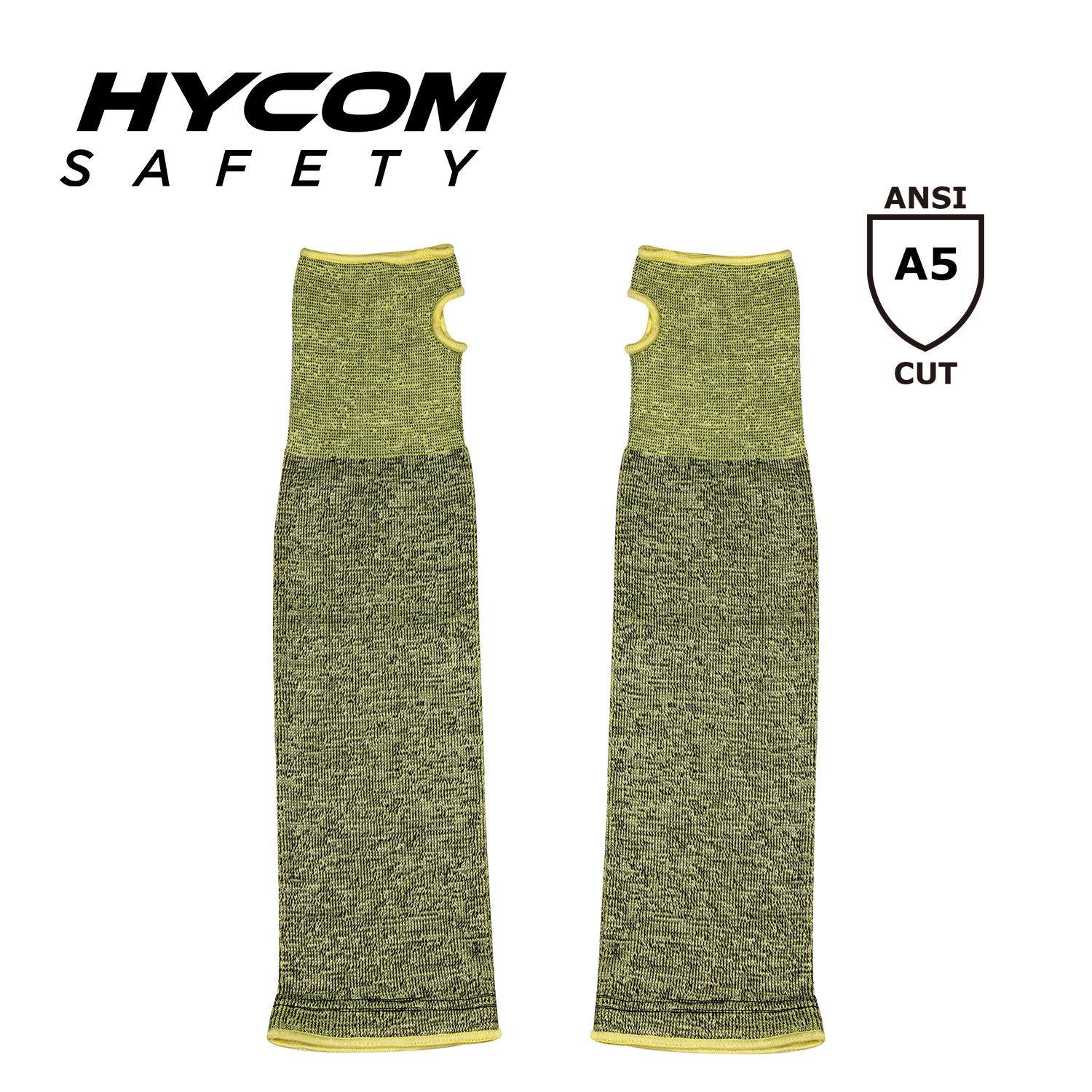 HYCOM Manga de brazo resistente a cortes de seguridad industrial de nivel 5 de corte de aramida 14 con ranura para el pulgar 