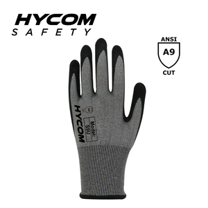 HYCOM Guante resistente a cortes 18G ANSI 9 con palma Guantes PPE súper finos con revestimiento de nitrilo arenoso HT