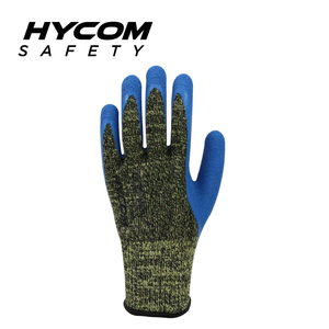 HYCOM Guantes resistentes a cortes de aramida 10G ANSI 4 con corte de aliento con guantes de trabajo de látex