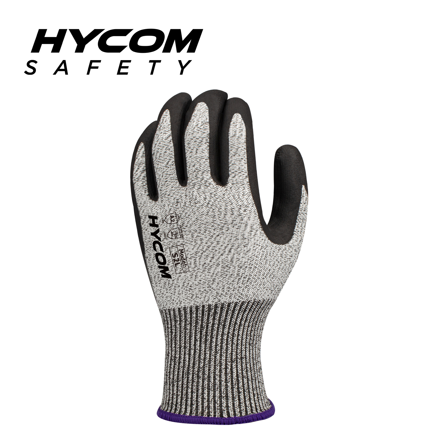 HYCOM Guantes de trabajo 13G ANSI 2, sin acero, sin vidrio, resistentes a cortes y con revestimiento de espuma de nitrilo en la palma
